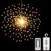 120/200 LED Firework Lights Outdoor Copper Wire Starburst String Light Battery Operated Fireworks Fairy Light with Remote