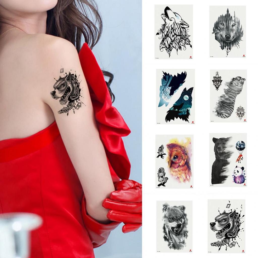 Animal Dog Bear Arm Shoulder Waterproof Temporary Fake Tattoo Sticker Gift