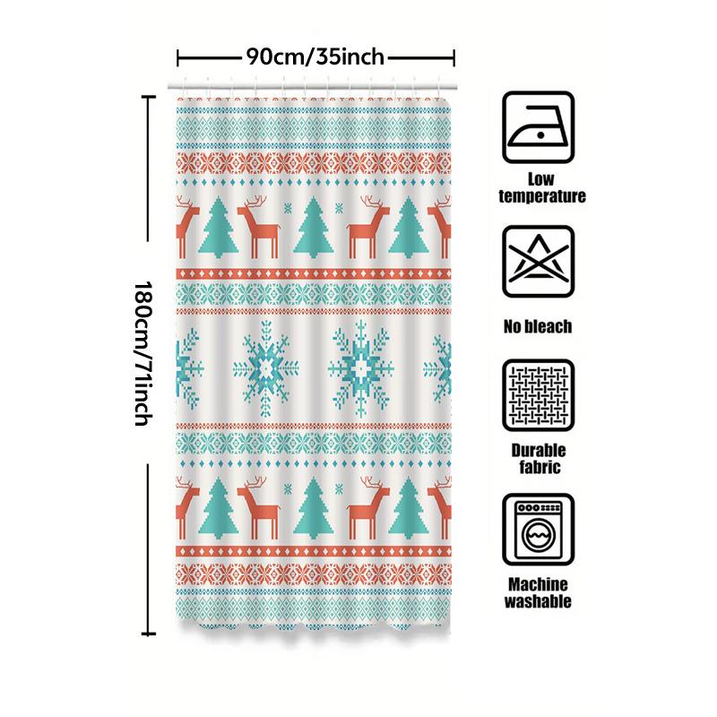 Tu Winter Snowflakes Reindeer Shower Curtain Christmas Holiday Bathroom Decor Waterproof Fabric Festive Home Dcor Modern Style