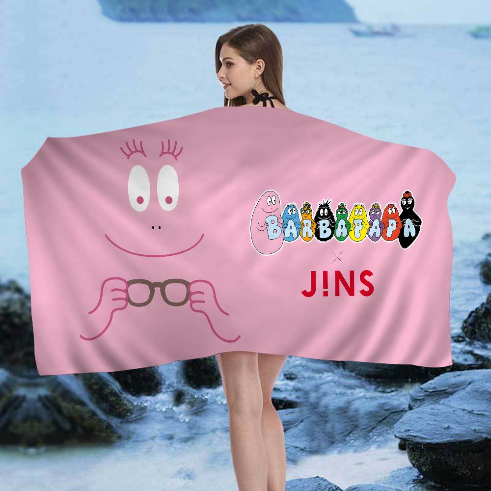 Cute Cartoon Les Barbapapa Microfiber Printed Beach Towel Mountain Climbing Yoga Beach Swimming Running Absorbent Soft Towel