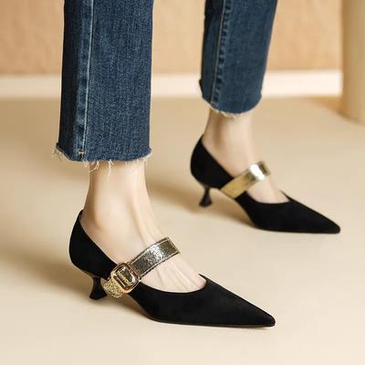New Spring Pumps Fashion High Heels Party Dress Candy Shoes Big Size Shoes for Women Pointed Toe Black Heels  Zapatos Mujer