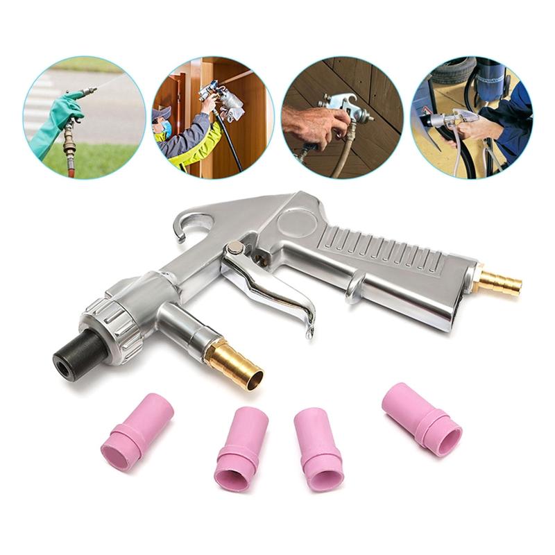 Practical Sand Blaster Gun Kit for w/ Ceramic Nozzle Tips Feed Blast Spray Gun for Cleaning Car Metal Rims Sandblast Cab