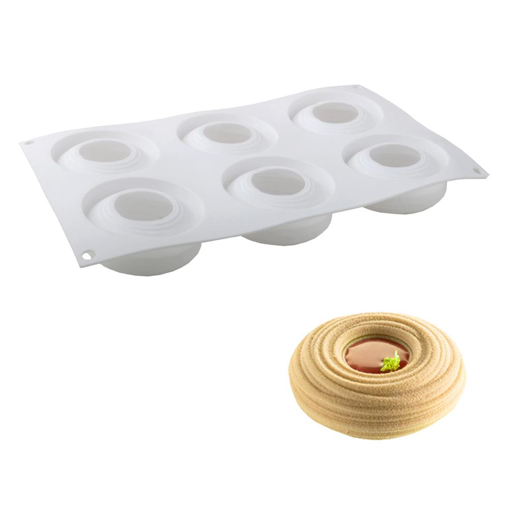 6-Cavity Concave Tornado-shaped Mousse Cake Mold French-style Western Pastry Baking Mold