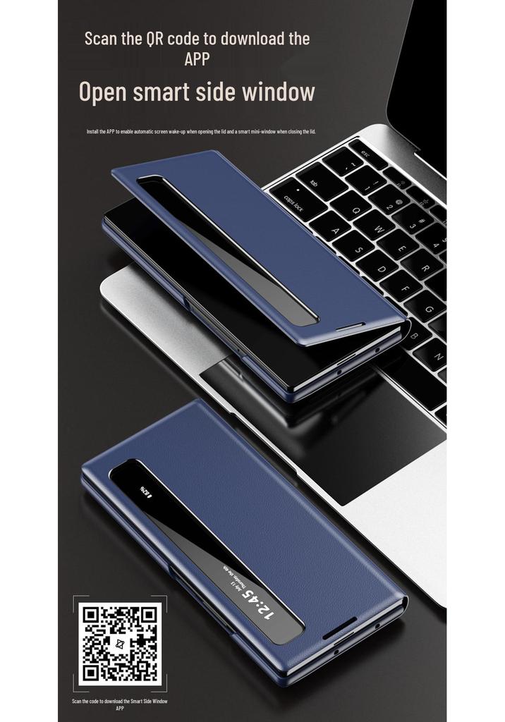 Samsung Z Fold 8 Ultra Leather Flip Case with Smart Side Window - Business Edition.