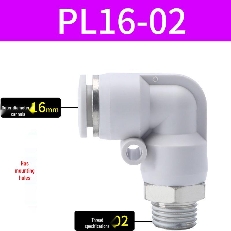 Premium White Male Thread Elbow PL8-02 Pneumatic Connector, 4-M5/6-01/10-03/12-04 Air Tube