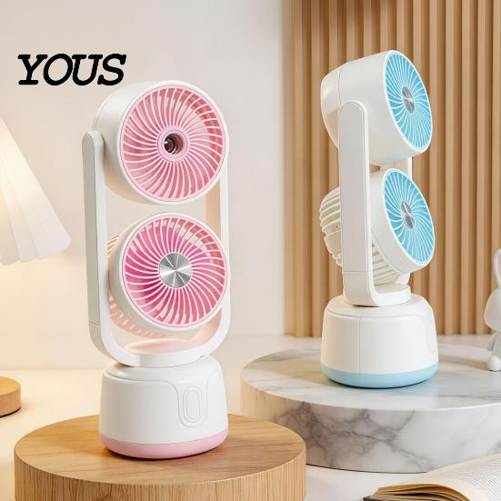 Travel Fan with Mist Misting Cooling Fan, Portable USB Handheld Water Three Speed Spray, Desktop Mini for Office Home, Personal Humidifier