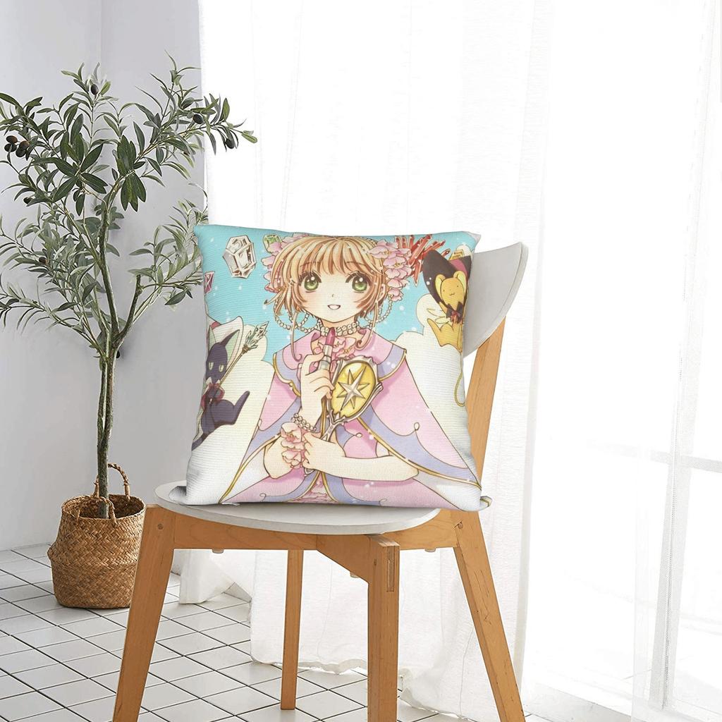 Cardcaptor Sakura Square Pillow Covers Polyester Room Kawaii Anime Girl Cushion Case Funny Decor Pillowcase 40*40