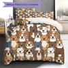 Cartoon Puppy Pattern Bedding,Quilt Set Quilt Cover Pillowcase Home Birthday Gift (1 * duvet cover + 2 * pillowcase, without core)