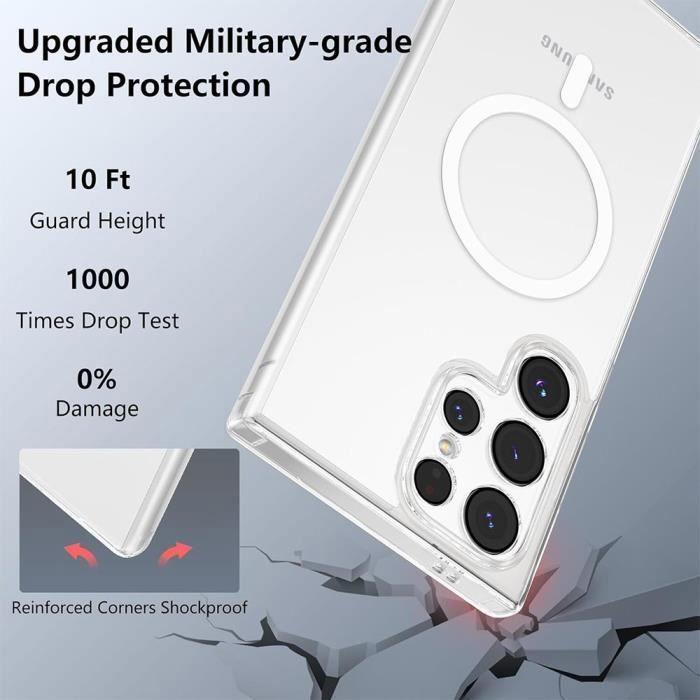 Coque Hybrid PC pour Samsung Galaxy S25 Ultra Cercle Magnétique avec 2 Verres Trempés Intégral