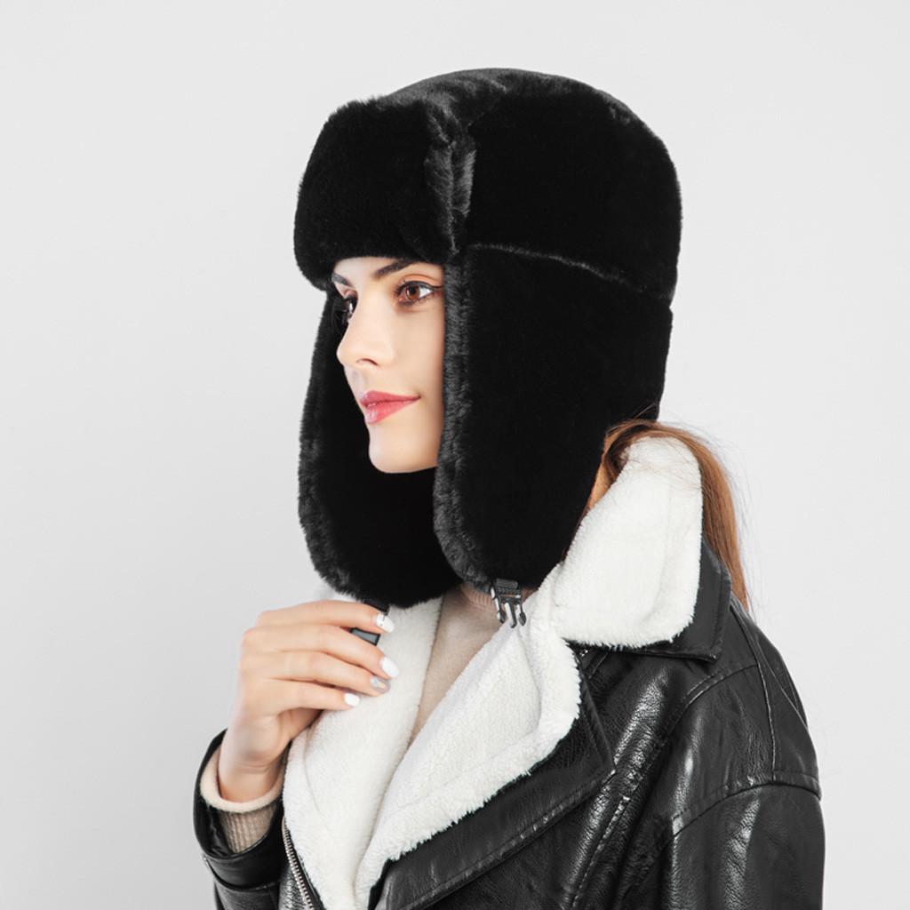 Ladies Winter Plush Fake Thick Hat Ear Protectors Warm Plush Hat