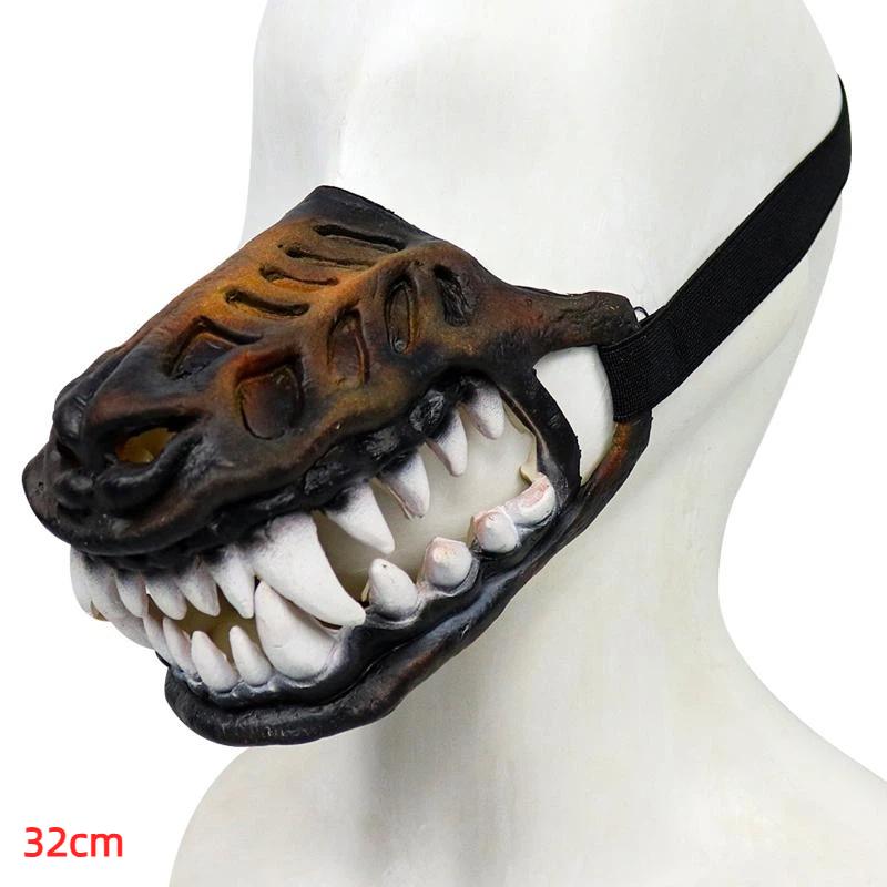 Dog Dinosaur Halloween Costume Mask Movable Teeth Breathable Latex Pet Head Cover for Party Cosplay Dress Up