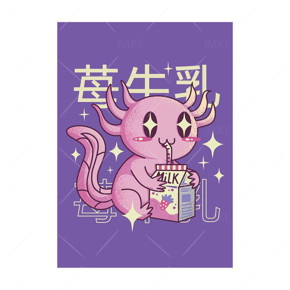 

Японская кухня Kawaii Плакат Рамен Напиток Молоко Картина на холсте Настенная картина Газированная вода Пар Волна Печать Украшение ресторана 21x30cm No Framed