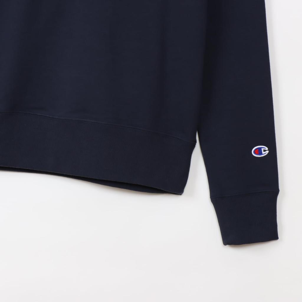 Champion Basic Crew Neck Long Embroidered Made In Women's Sweatshirt, Sleeve, Fleece, Cotton, USA, One-Point Logo, CW-Y018-370-S