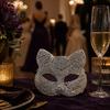 Luxury Rhinestone Costume Mask Full Halloween Mask, Sparkling Skull And Cat Face Carnival Adjustable Elastic Straps for Theme Dances