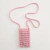 New Hollow Knitting Phone Bag For Women Colorful Hand Woven Shoulder Crossbody Bag Simple Travel Beach Handbag Small Purse Pouch