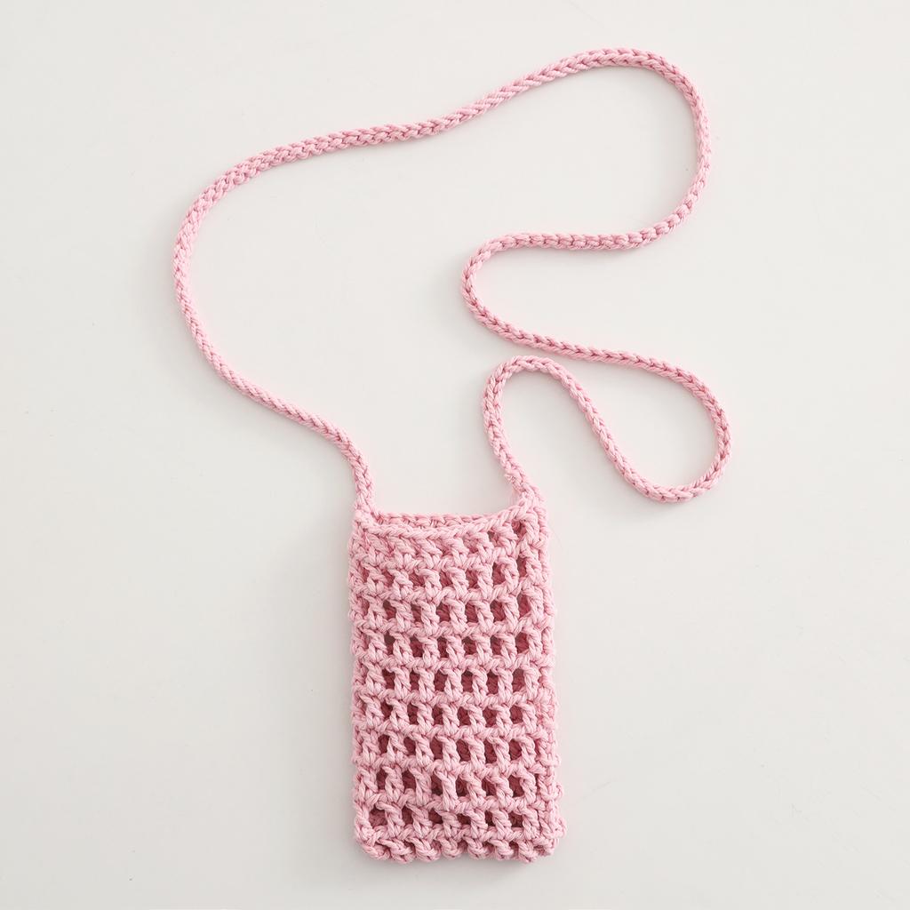 New Hollow Knitting Phone Bag For Women Colorful Hand Woven Shoulder Crossbody Bag Simple Travel Beach Handbag Small Purse Pouch
