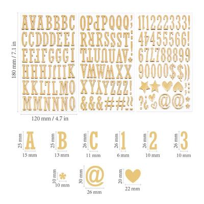 3Sheets 3D Gold Letter Stickers Self Adhesive Waterproof Puffy Number Decals DIY Crafts Gold Color Stationery Stickers