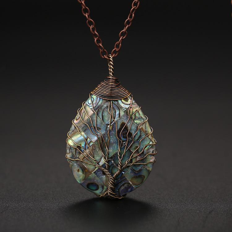 Natural Color Shell Abalone Shell Winding Pendant Necklace, Jewelry, Women'S Necklace