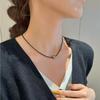 Tahitian Black Shijia Pearl Black Spinel Necklace Femininity Black Crystal Clavicle Chain Bracelet Set