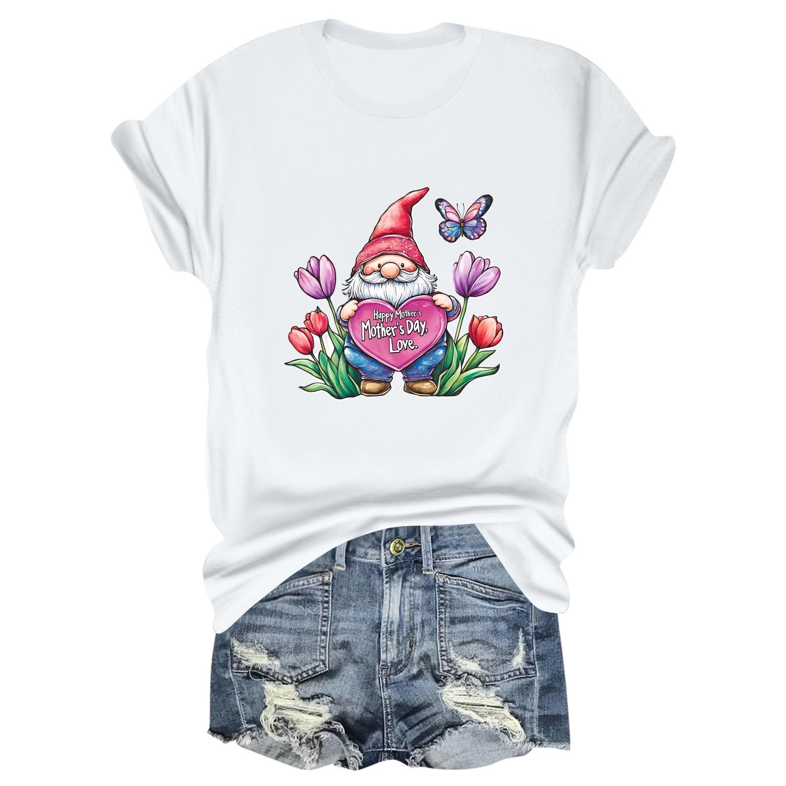 

С ДНЕМ МАТЕРИ ЛЮБОВЬ Женская повседневная свободная футболка с принтом ко Дню матери, круглый вырез, пуловер, короткий рукав, топ XL белый