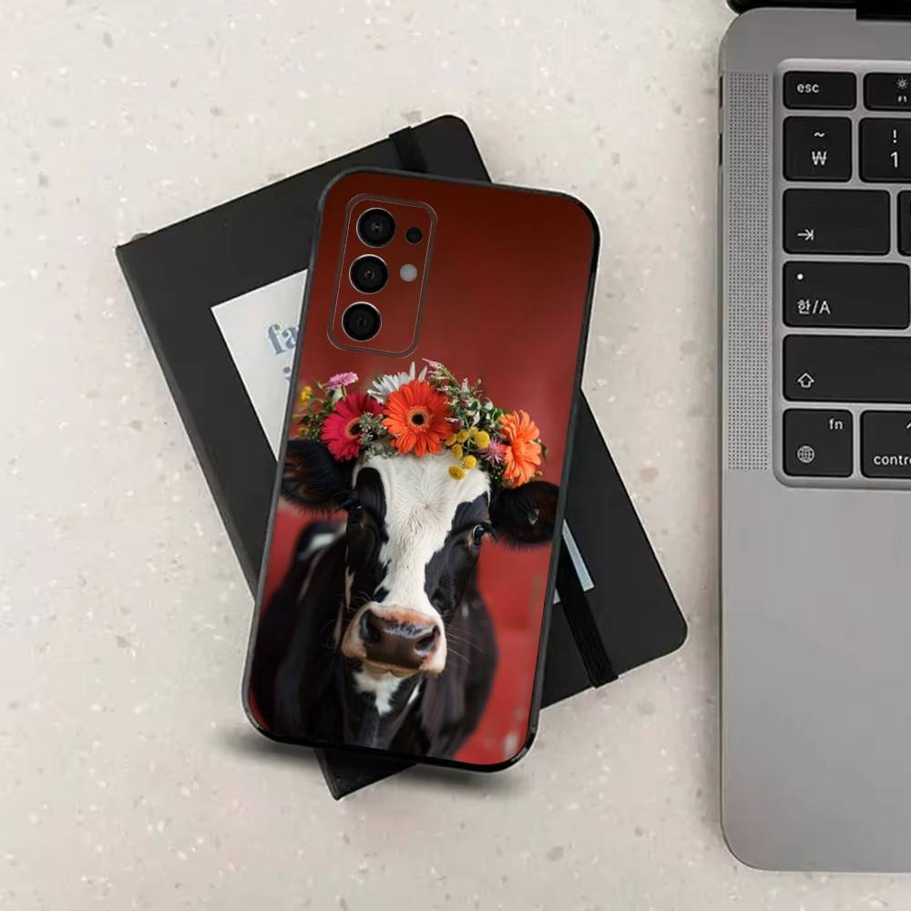 Animal Cute Dairy Cow Phone Case For Samsung Galaxy A73,31,32,72,41,J7,8,9,53,52,71,22,Note Soft Black Silicone Cover