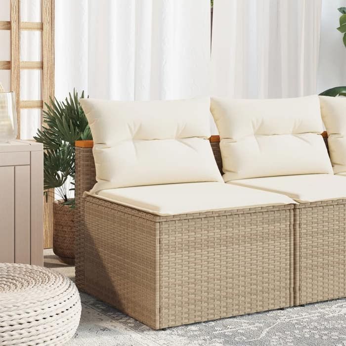 VidaXL Garden Sofas Without Armrests with Cushions 2 Pcs, Patio Seats, Outdoor Balcony Terrace Furniture, Beige 365834
