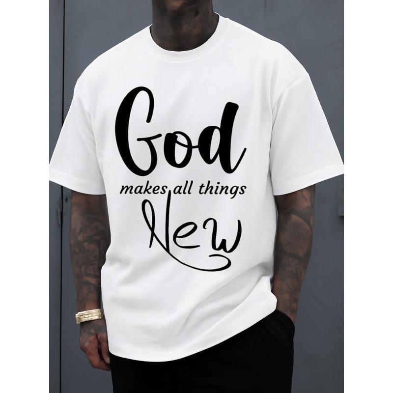 

European Size God S Newness T-Shirt | Men S White Funny Casual T-Shirt For Summer, Breathable Fabric, Crew Neck, Short Sleeves, Hip-Hop Streetwear 4XL білий