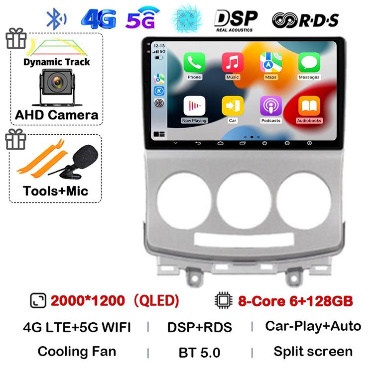 Android 14 Carplay Auto Car Radio For Mazda 5 2005 2006 2007 2008 2009 2010 GPS Multimedia Player Stereo Head Unit Audio WIFI+4G