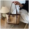 Spacious Faux Leather Bucket Tote Bag for Women Trendy Single Shoulder Commuter Handbag Fashionable Daily Purse