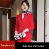 China Southern Airlines Flight Attendant Professional Suit: High-End Rose Red Vest and Dress Reception Uniform