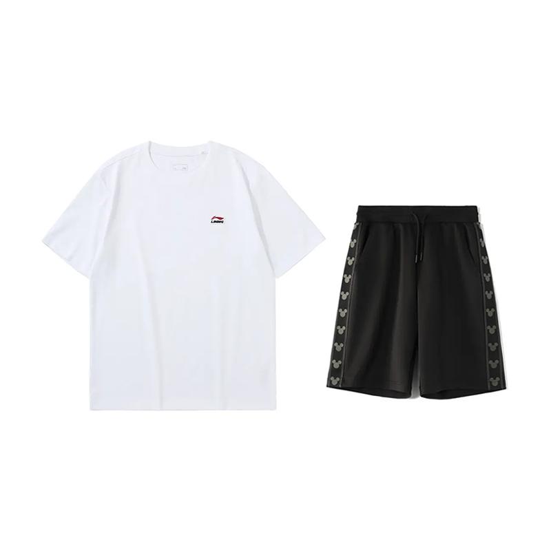 

Li-Ning Minimalist Pullover Short Sleeve T-Shirt Versatile Fashion Comfortable Shorts Casual Sports Set Unisex sets AHSU801-1+YKSV129-2 M