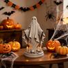 Halloween Ghost Figurine, Spooky Resin Ghost Skulls Statue for Tiered Tray Home Table Centerpiece, Halloween Party Supplies