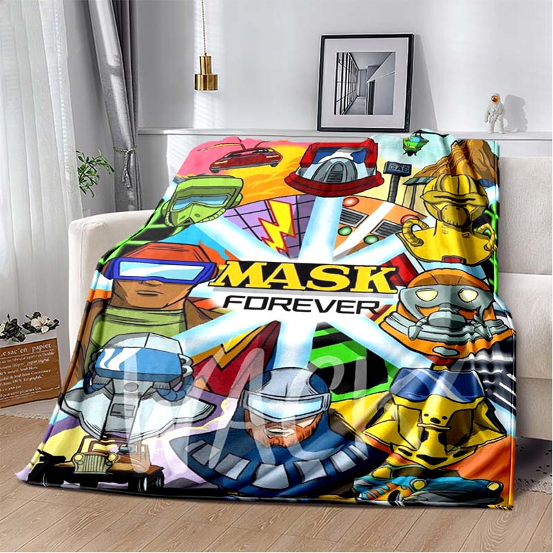 M.A.S.K. Retro 80s Cartoon Flannel Blanket, Soft Warm Throw Blanket for Bed Sofa, Vintage Action Series Bedding for Kids Adults