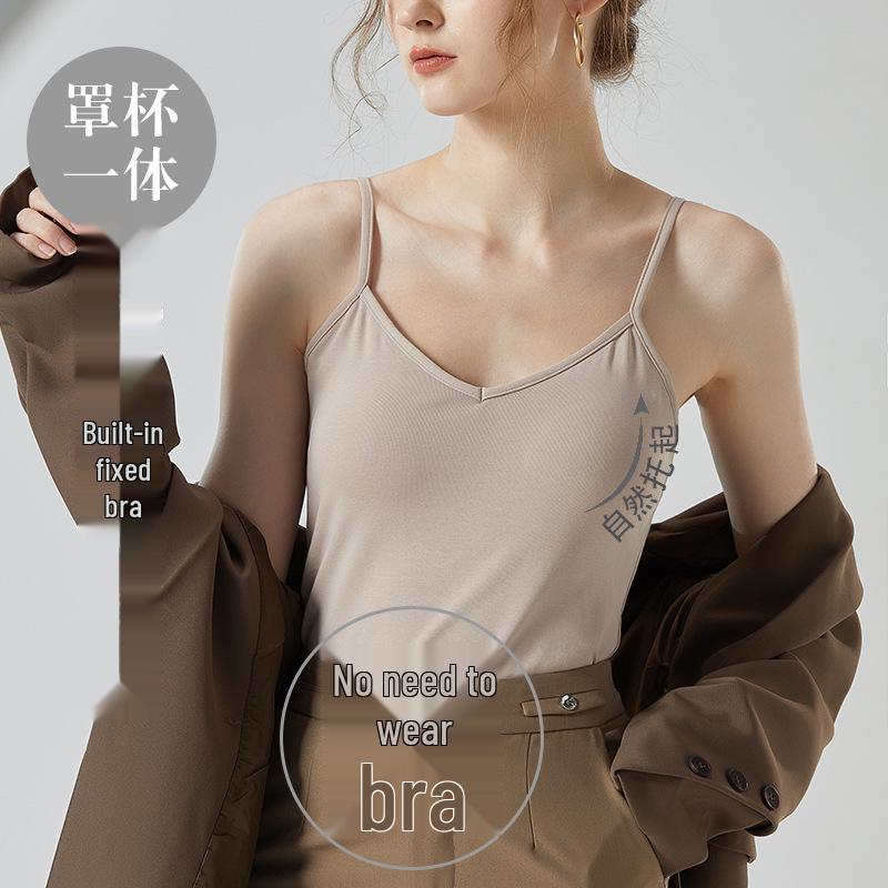 Women's 2025 Summer Crisscross Back Camisole with Chest Pad – Pure Cotton Base Layer