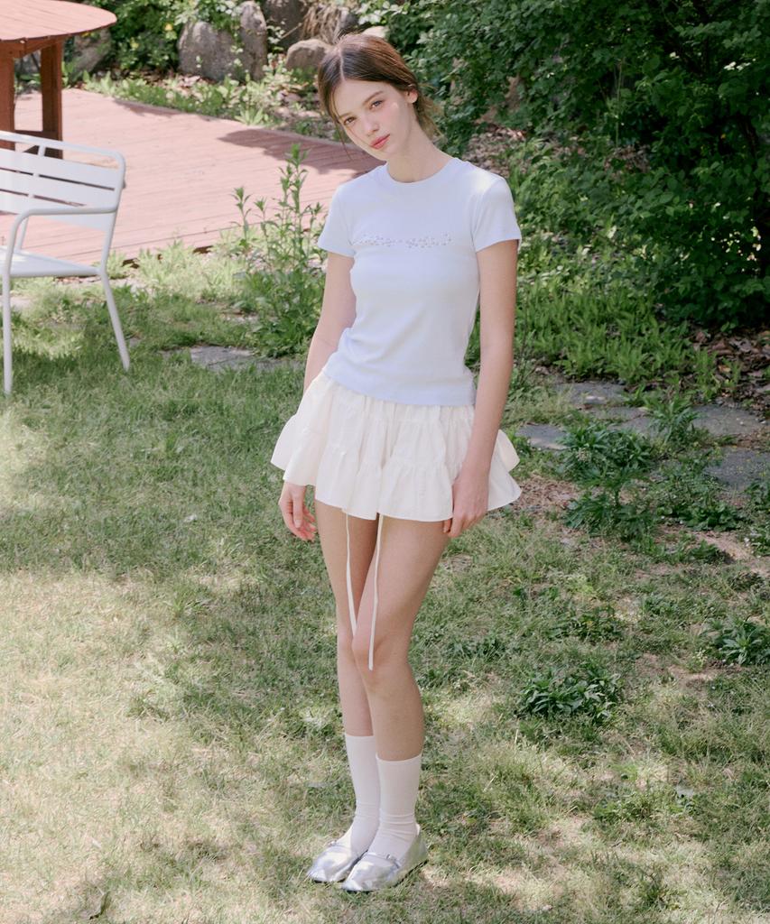 Alkialka Puffy Mini Skirt (Ivory)