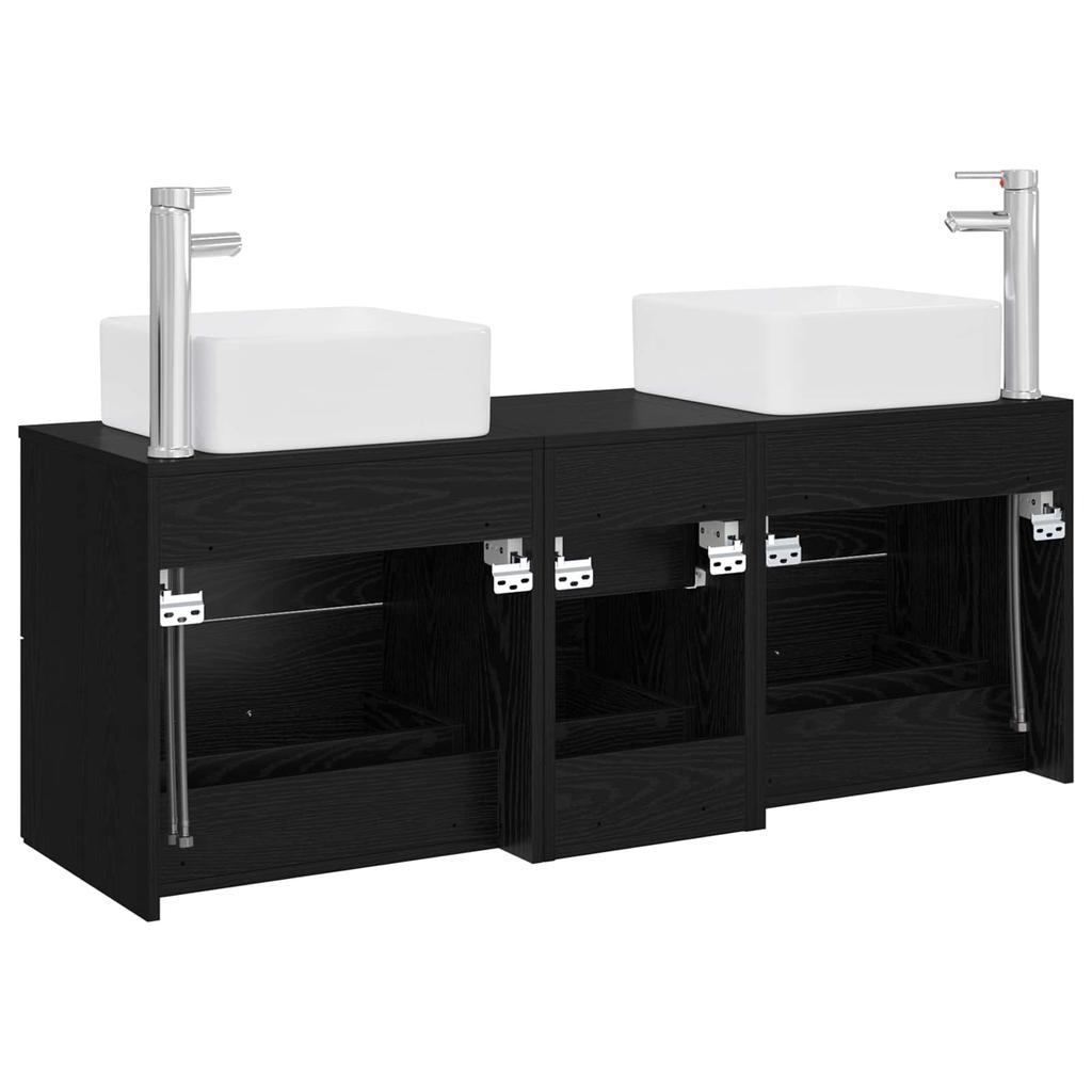 Bathroom Cabinet Set 3 Pcs Black 49.5 X 41 X 63 Cm
