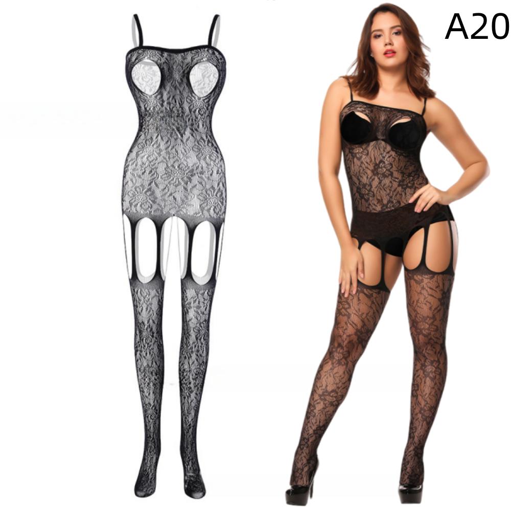 Dámské síťované přiléhavé síťované body Sexy spodní prádlo Spodní prádlo Krajka Transparentní Jednodílné tělové punčochy Kombinézy Punčochy Uniforma