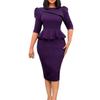 M summer solid color slim-fit hip-wrapped bead pencil skirt professional large-size dress