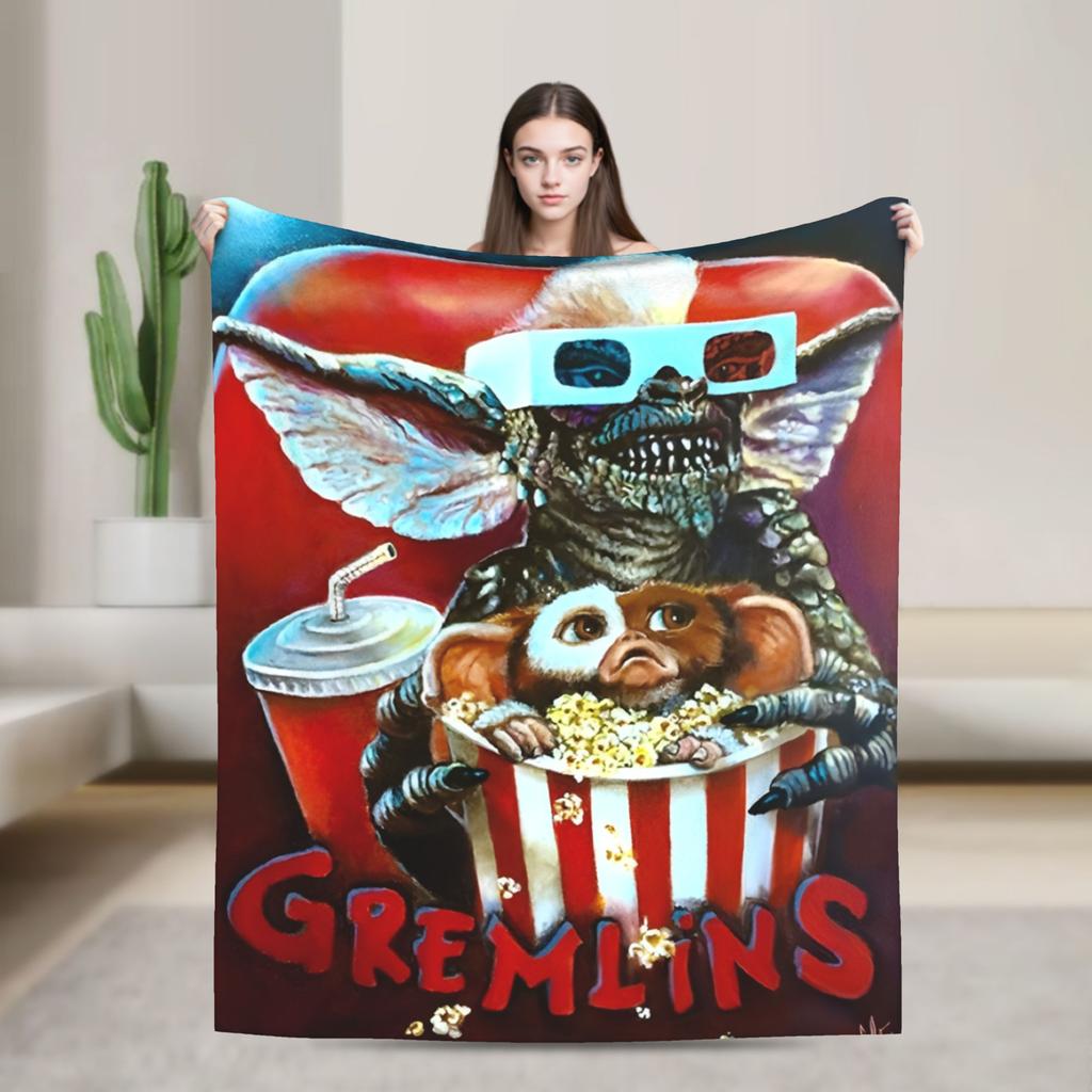 Gizmo Mogwai Monster Gremlins Flanelldecke Weiche Kuscheldecke für Wohnzimmer Flugzeugreise Lustige Bettdecke Sofabettbezug