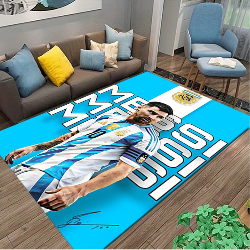 [Football Star Messi Printed Carpet] Non-slip Office Rug, Cozy Area Carprt for Living Room Use, Soft Home Sofa Chair Mat