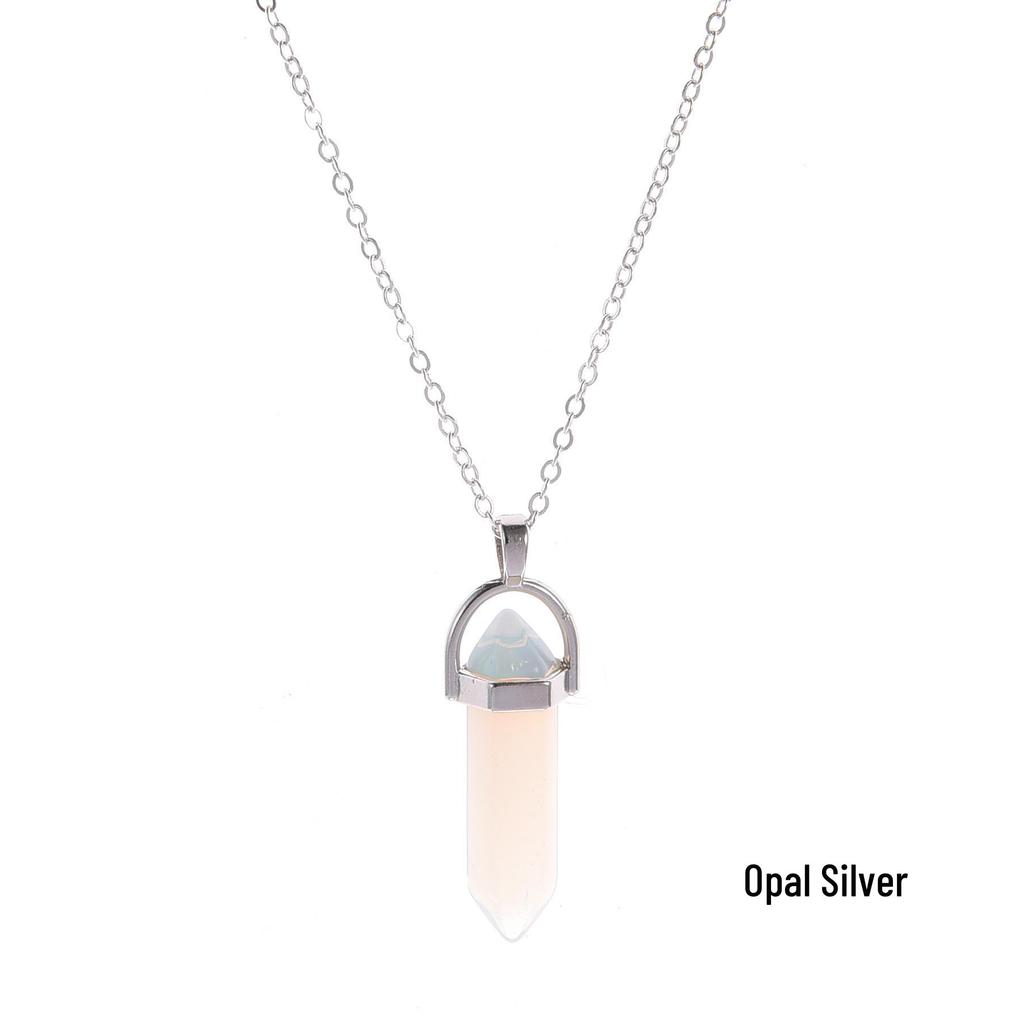 Wielokolorowy Agat Kryształowy Sześciokątny Wisiorek Naszyjnik