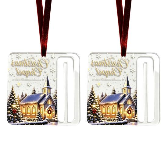 Holiday Party Hanging Decor 2Pcs Christmas Cash Gift Holder Ornament, Acrylic Money with Tree Decorations Santa Snowman Design, Pendant for