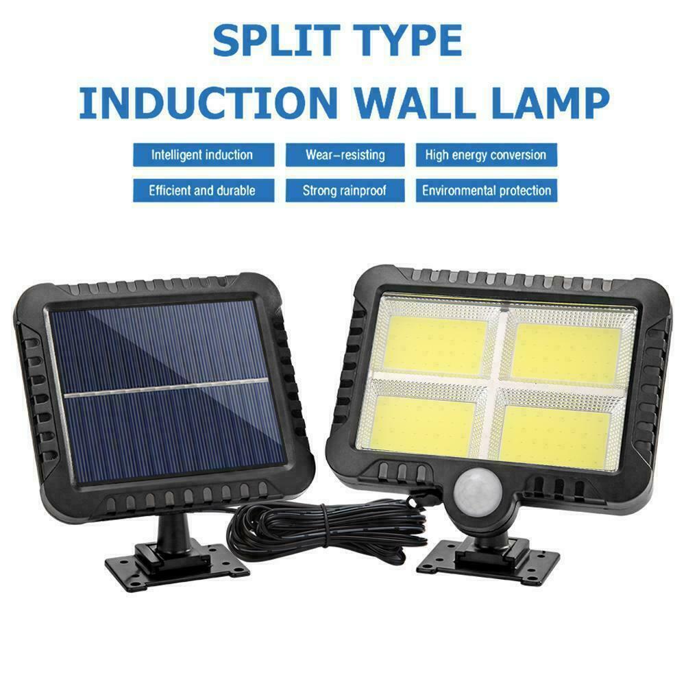 128 LED Solar Powered Outdoor Floodlight Wall Spotlight with Motion Detector