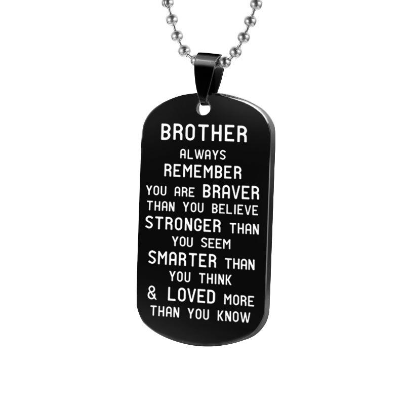 Engravable Black Titanium Steel Keychain Pendant Necklace Accessory