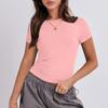 Kvinner Kortermet Soild Sexy Søt Tee Slim Fit Tight Crop-Top T-skjorte