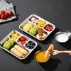 4 Grids 304 Stainless Steel Divided Dinner Tray Lunch Fruit Snack Container Food Plate for Students Canteen Restaurant Tableware