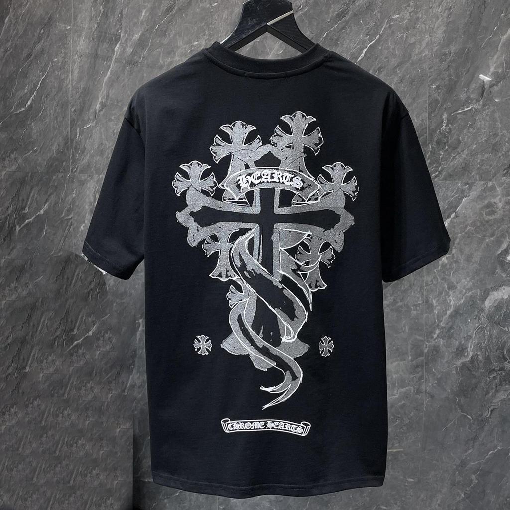 8937 CHROME HEARTS 2026 Summer New High Quality Cotton Round Neck Loose Large Size Men's and Women's T-shirt Couple T-shirt