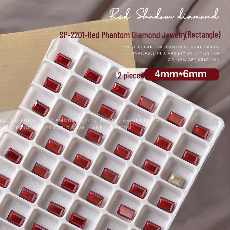 

K9 Nail Art Decorations Set: Red Phantom Water Diamonds & Twisted Heart Crystals (2 Pieces)