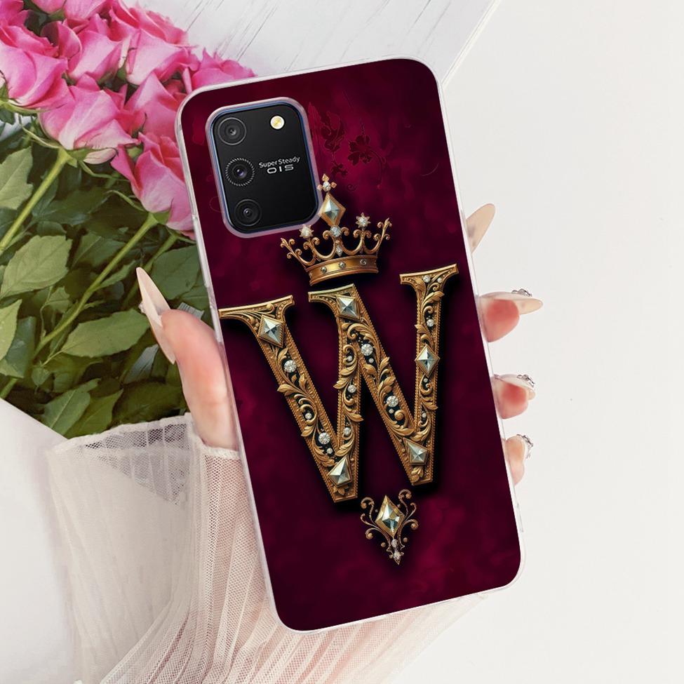 Clear For Samsung Galaxy S10 Lite Case Luxury Crown Fashion A-Z Letter 2D Painted Casing For Samsung S10 Lite G770F G770U1 Cover