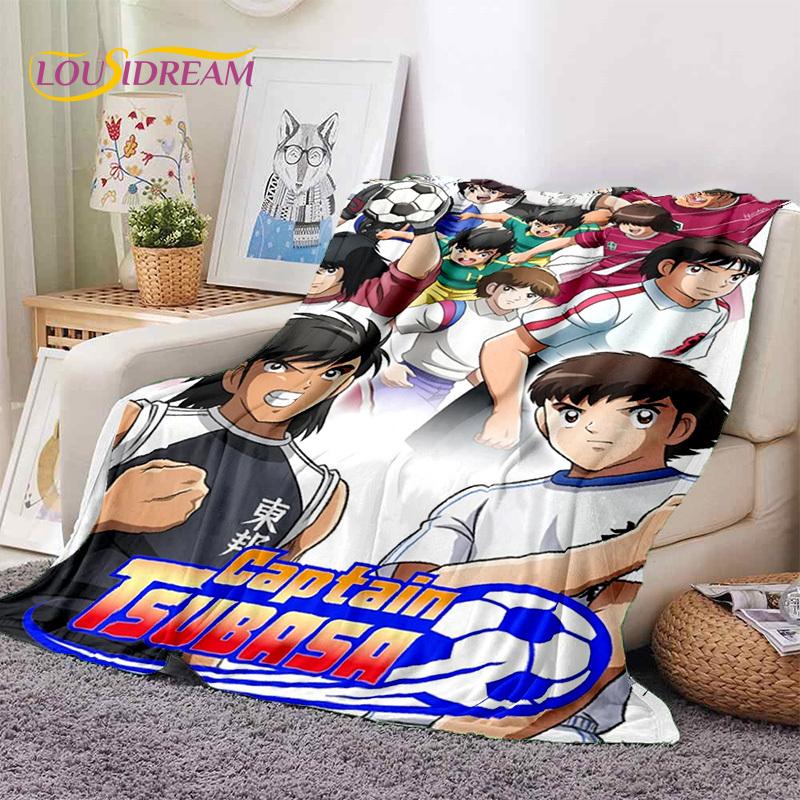 Cartoon Captain Tsubasa Fußball Weiche Flanelldecken, Überwurfdecke Bequeme Decke für Picknick Betten Sofa Zuhause Schlafzimmer Geschenke